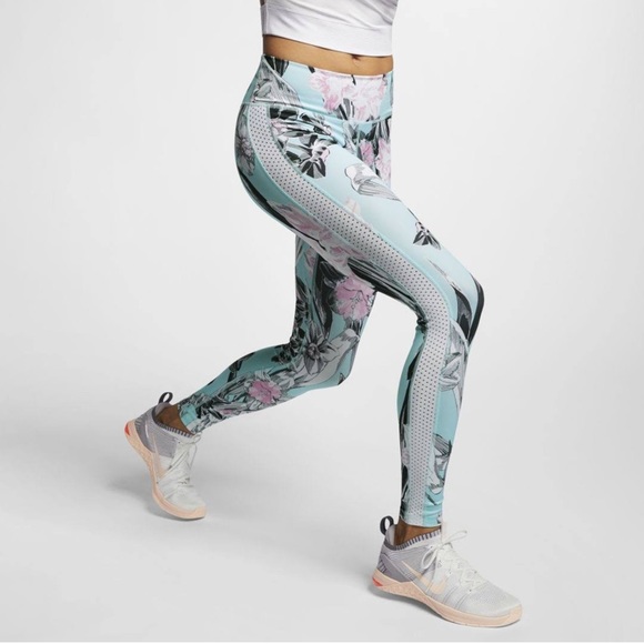 Nike Pants - Nike Dri Fit hyper femme leggings blue floral S